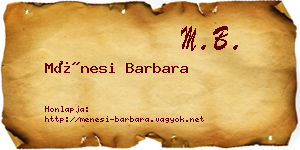 Ménesi Barbara névjegykártya